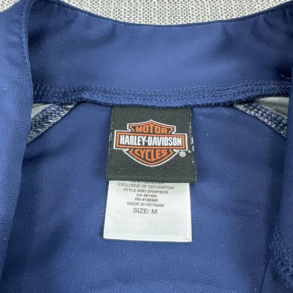 Harley Davidson Pullover Mens Medium Performance 1/4 Zip Long Sleeve Blue - Picture 2 of 11